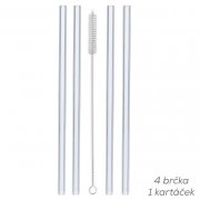 Brčko skleněné nápojové 4 ks 20 cm